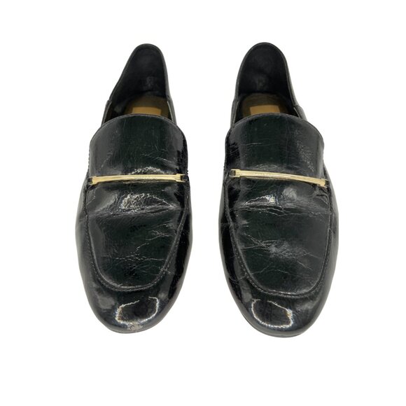 Black Patten Leather Dolce Vita Stella Loafers with Gold Hardware - Picture 2 of 5